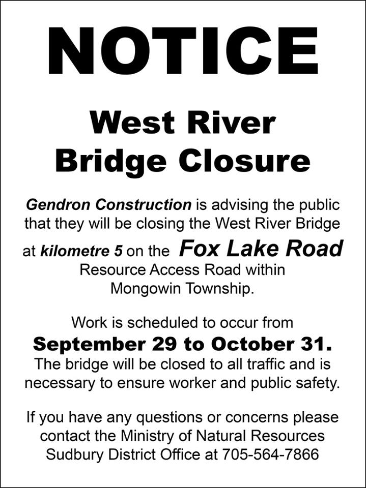 Road closure for October