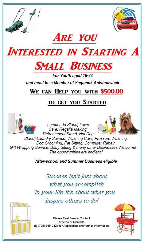 Sagamok youth – financial support to create a new business