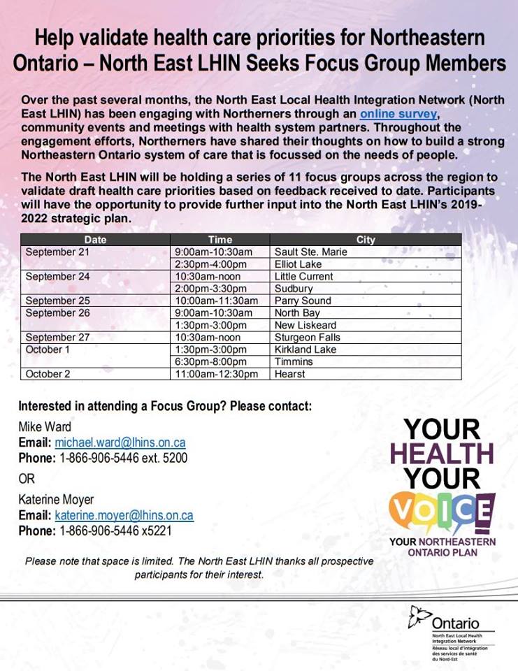 Concerning Health Care Priorities in NorthEastern Ontario