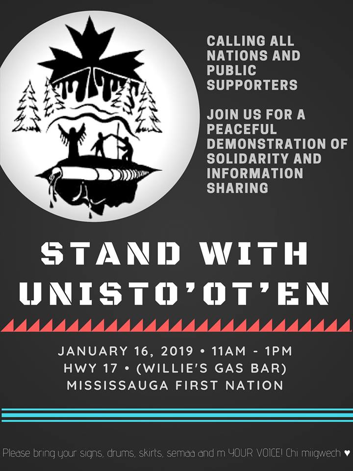Protest of pipeline in Mississauga First Nation