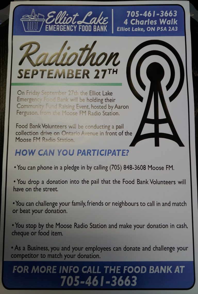 Radiothon for Elliot Lake Emergency Food Bank