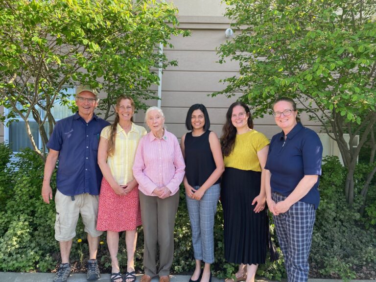 Dr. Goodall in Sudbury celebrating two achievements
